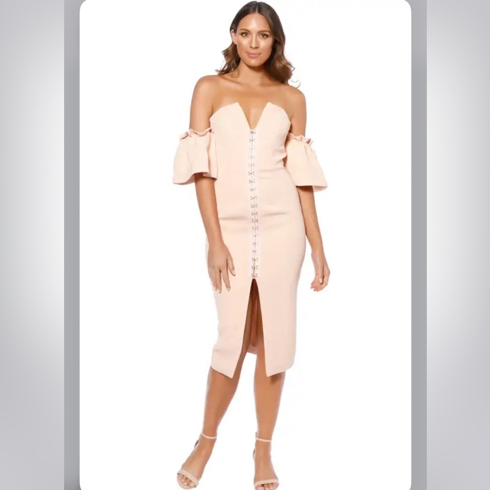 Blessed are The Meek Laia Dress in Shell Corset midi dress cream
